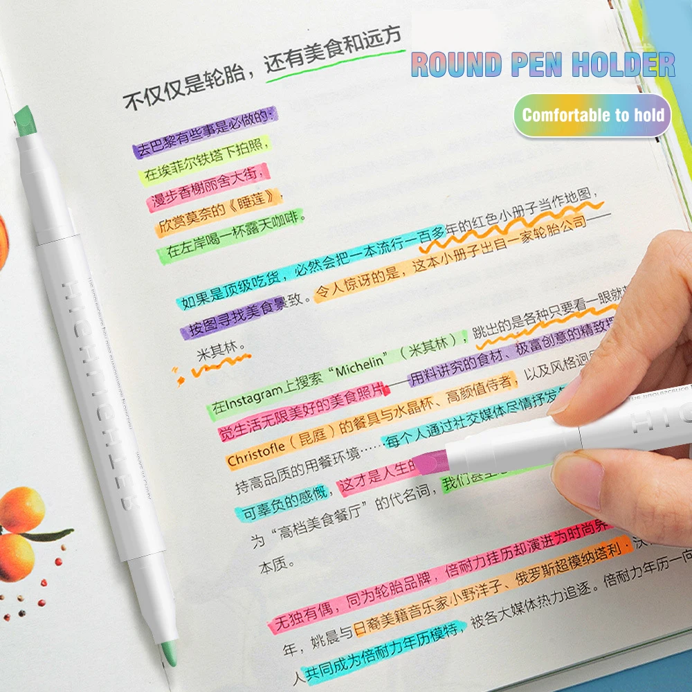 ﻿ 15 Colors Double Headed Highlighter Fluo Marker Set Art Drawing Pens Pastel Stationery Double Tips for Highlighting Coloring ﻿