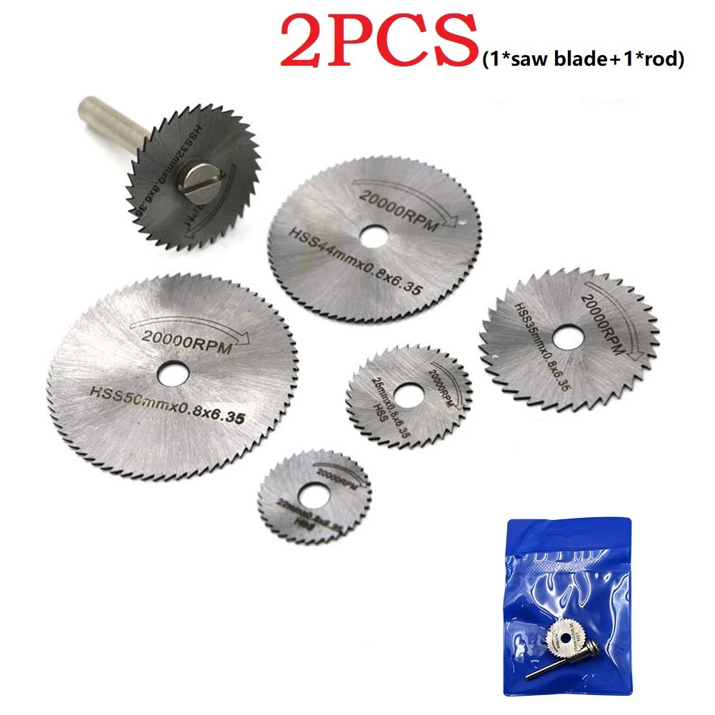 C2PCS Mini HSS Circular Saw Blade Set Stainless Steel Slice Metal Cutting Disc For Rotary Tool Wood Cutter Disc With Mandrel