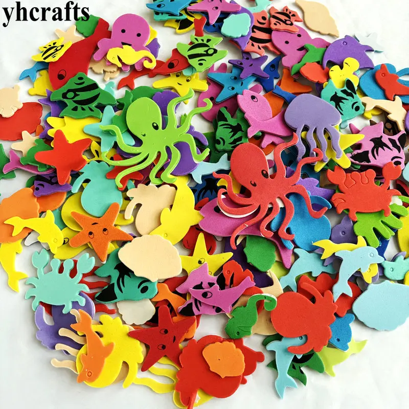 200PCS Ocean animal foam stickers Scrapbooking kit Early learning educational toys Color animal learning Kids room decoration