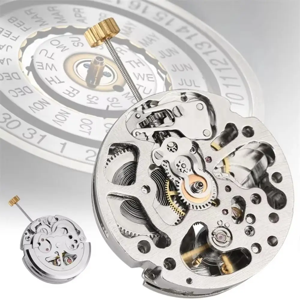 White Movement Watch Movement 3 Hands 3 Pin Design Watch Movement Replacement Single Calendar Automatic Mechanism view 3