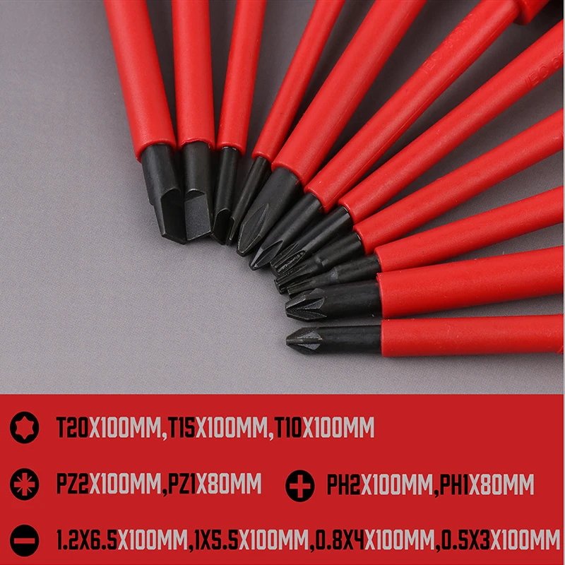 13Pcs VDE Insulated Screwdriver Set Electrician Screwdriver With Insulated Plastic Handle Screwdriver