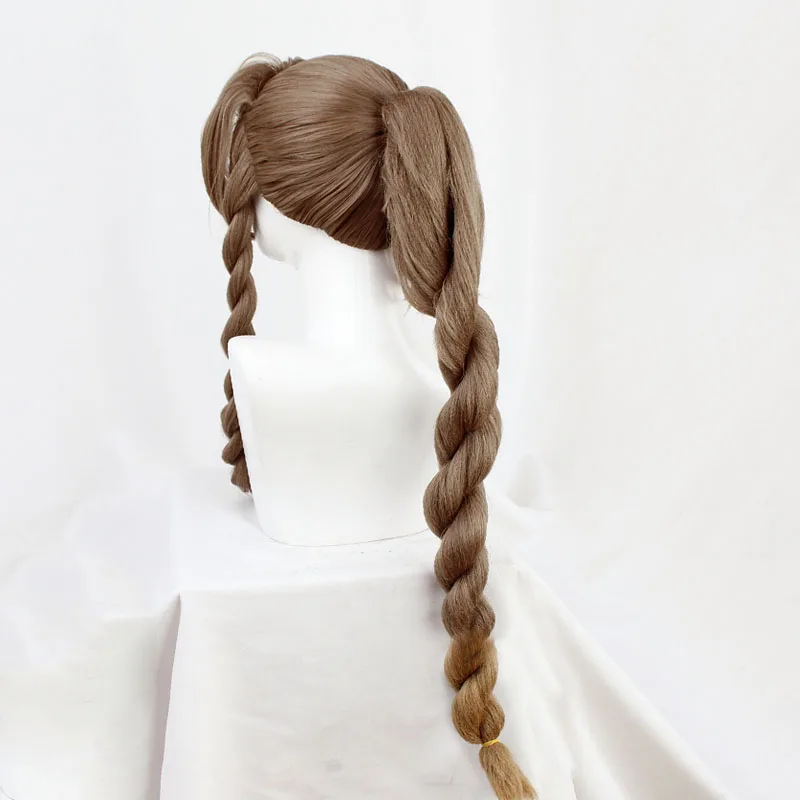 Aerith Gainsborough Wig FF VII 7 Remake Cosplay Brown Braid Long Heat Resistant Synthetic Hair Halloween Costume + Free Wig Cap