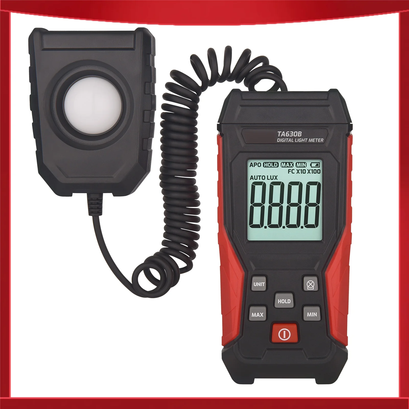 TASI Digital Light Meter Illuminance Lux Meter with Record Function LCD Display Measurement Range Flexible Sensor Light Tester