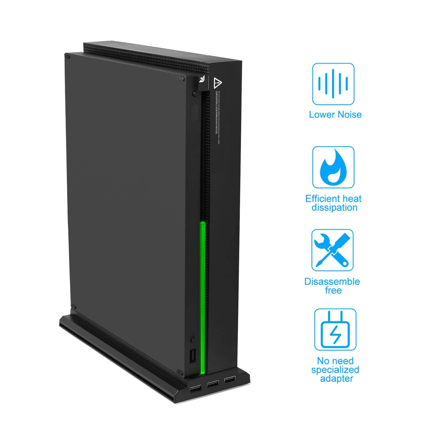 لقاعدة تبريد XBOX One X FAN مع 3 مراوح تبريد Quoet، شريط إضاءة LED و3 منافذ USB كفاءة تبديد الحرارة DOBE TYX-1768