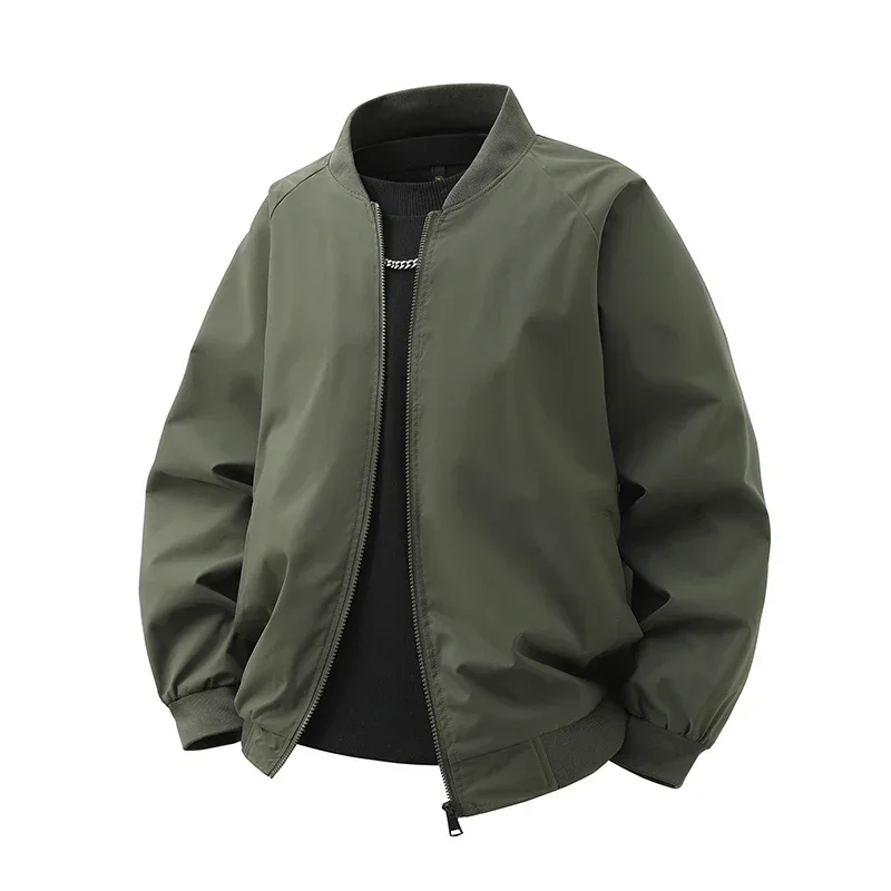 

2025 New High Quality Spring Autumn Men Business Casual Jackets Male Fashion Overcoats Solid Stand Collar Zip Baseball Jackets