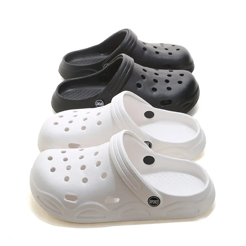 Herren Sommer Outdoor-Schuhe mit halbbedeckter Ferse, Garten- und Strandschuhe, Partner-Clogs, atmungsaktives EVA-Material, bequeme Sandalen