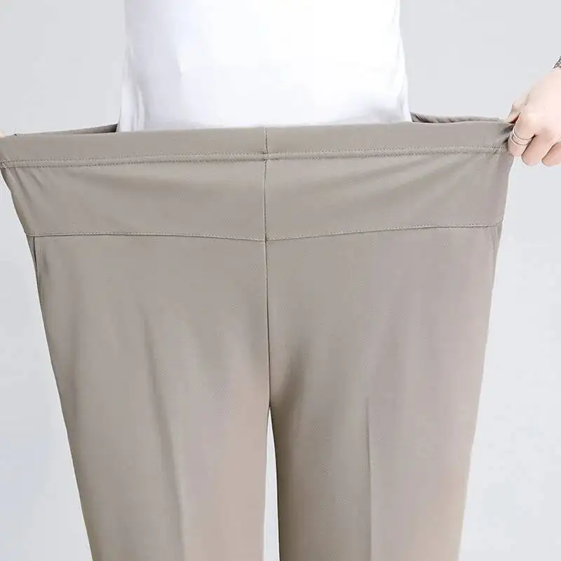 Women Capris Pants 2025 Women's Summer Breeches Casual High Waist Cropped Pants Woman Hollow Out Straight Calf-Length Trousers
