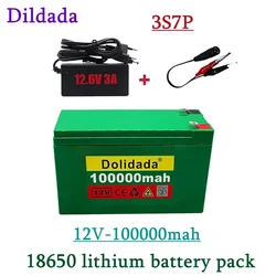 New Li-ion battery 12v 100ah 3S7P 18650 lithium battery +12.6V 3A charger for agricultural sprayer sound storage outdoor lightin