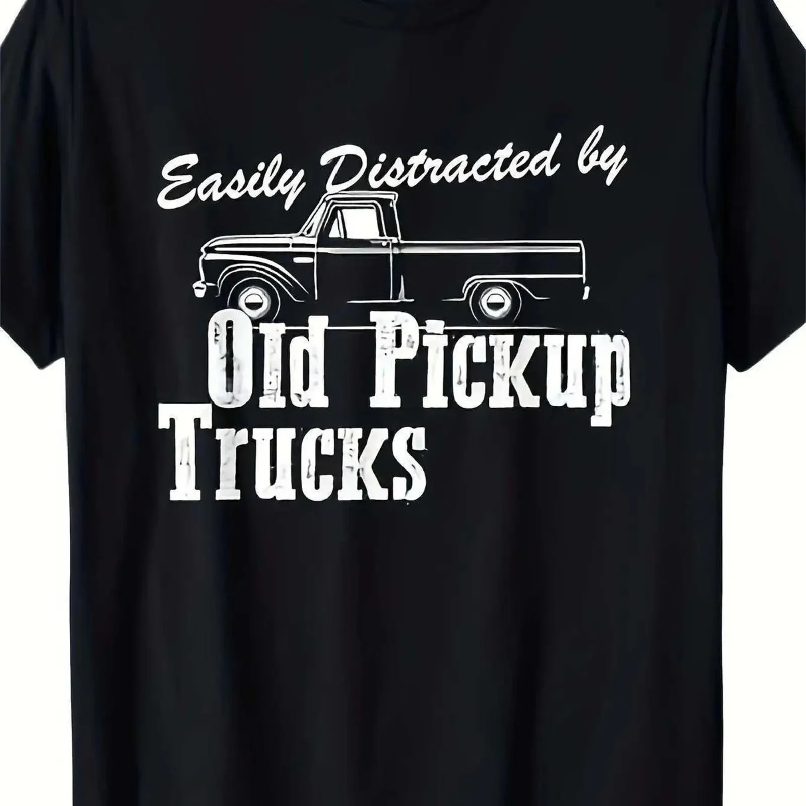 Humorous T Shirt for Those Easily Distracted by Classic Pickup Trucks Made f vintage Washed streetwear Casual Comfortable