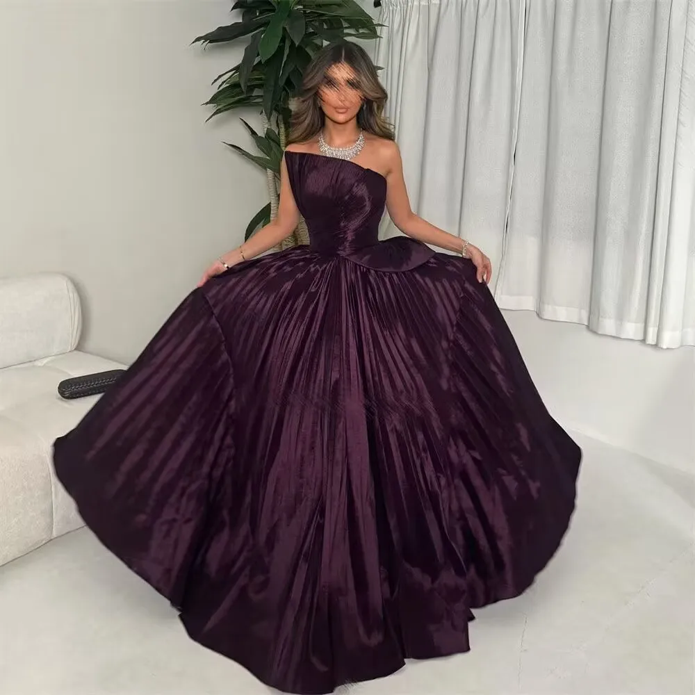 Purple Party Evening Dress On Offer Boat Neck  Prom Evening Dresses 2024 Designers A Line Dubai Elegant Evening Dress Gala