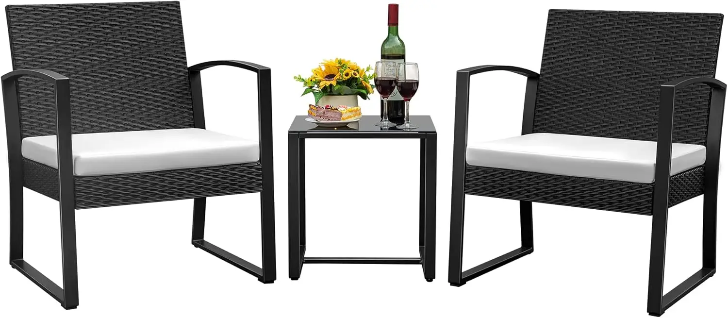 

Комплект садовой мебели из 3 предметов: стулья для патио с всепогодным пластиковым сиденьем и металлическим каркасом, набор для отдыха на веранде