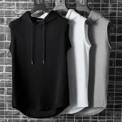 2023 Summer New Fashion Clothing Bodybuilding Muscle Guys Fitness Men Women Hooded Tank Top Vest Sportswear Sleeveless Top Tees