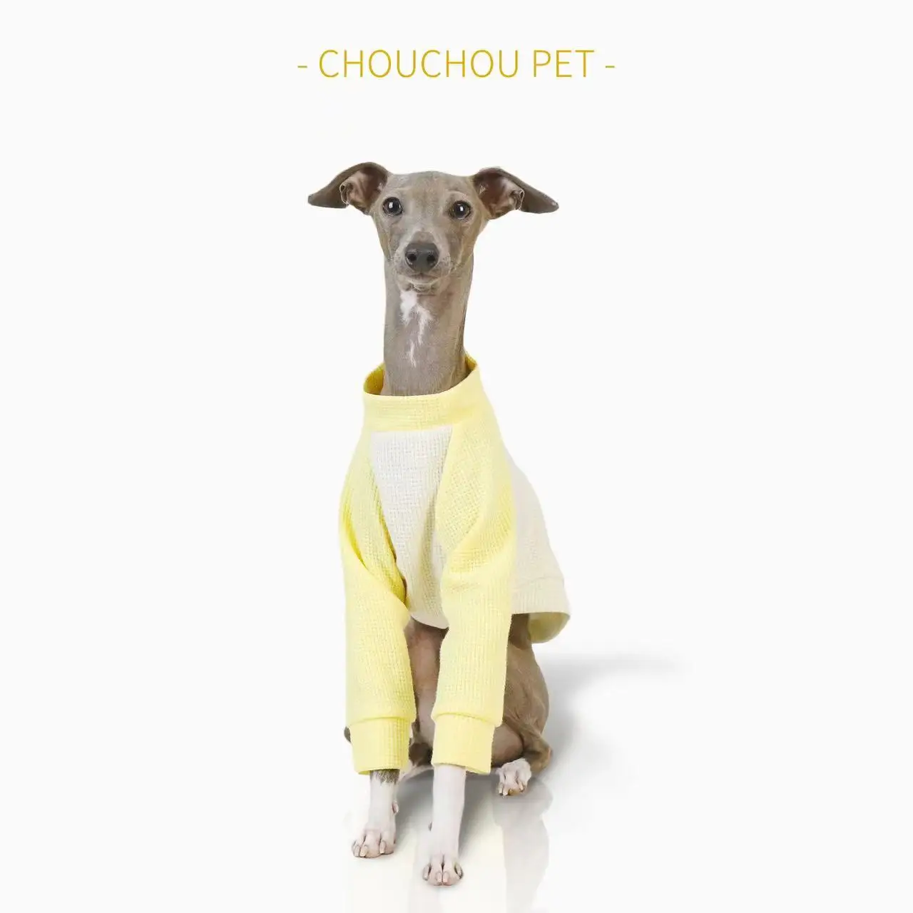 Summer thin pet clothes, yellow patchwork soft Italian greyhound coat, Whippet clothes