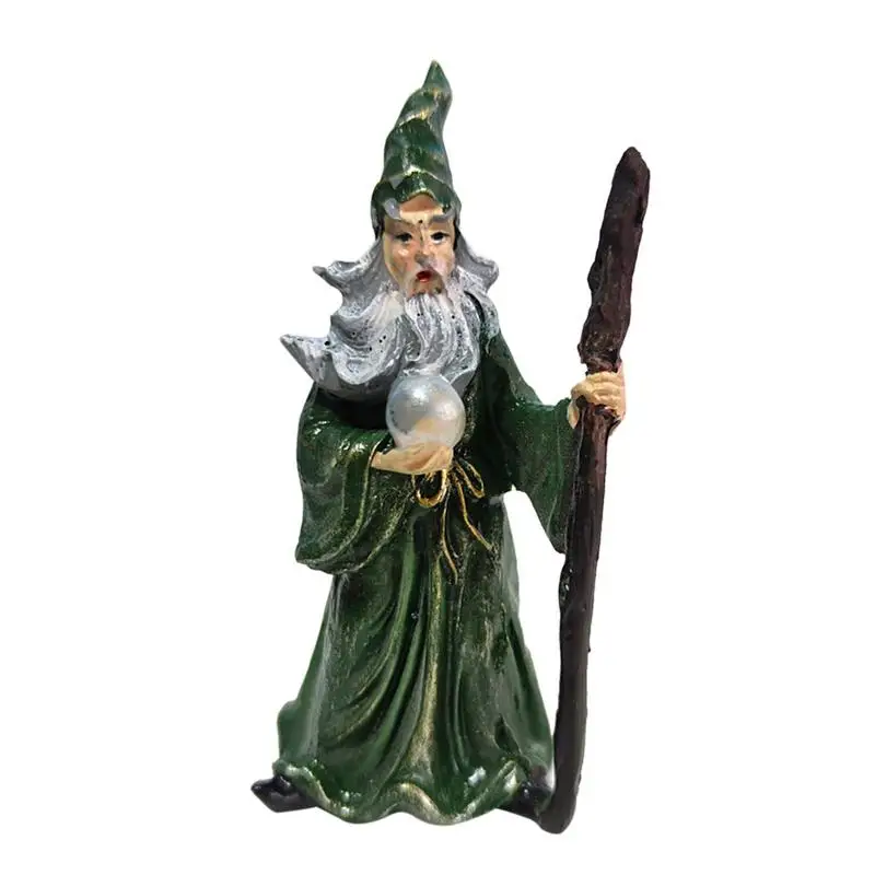 Wizard Witch Statue Sand Desktop Resin Ornaments Halloween Decoration Table Figurine Sand Ornaments Gifts for Indoor Home Decor