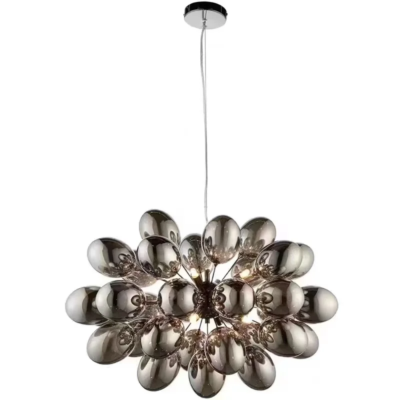 

Contemporary Dimmable Black Glass Grapes Living Room Ceiling Chandelier Lustre Lamp with Luxury Finish Scandinavian Interior Dec