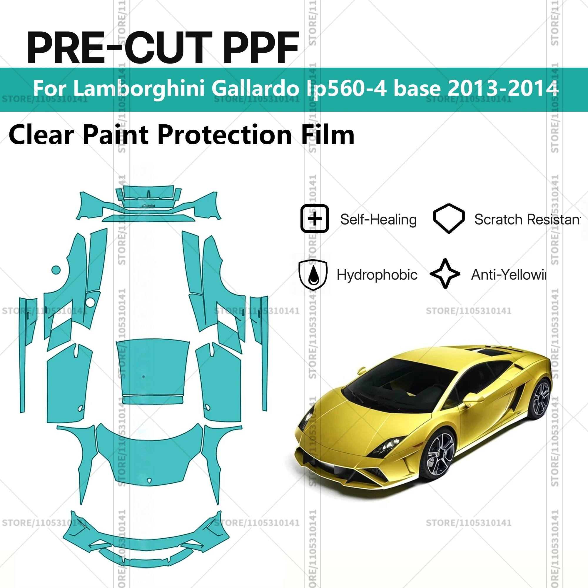 For Lamborghini Gallardo Ip560-4 base 2013-2014 Pre-Cut Paint Protection Film PPF Transparent Car Film Automotive PPF