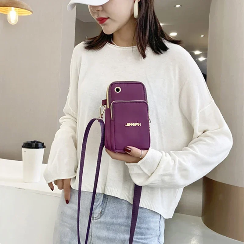 Mobile Phone Bag Women\'s Crossbody Mini Bags Fashion Mom Mommy Coin Bag Neck Hanging Running Cover Shoulder Bag 3 Layer Wallet