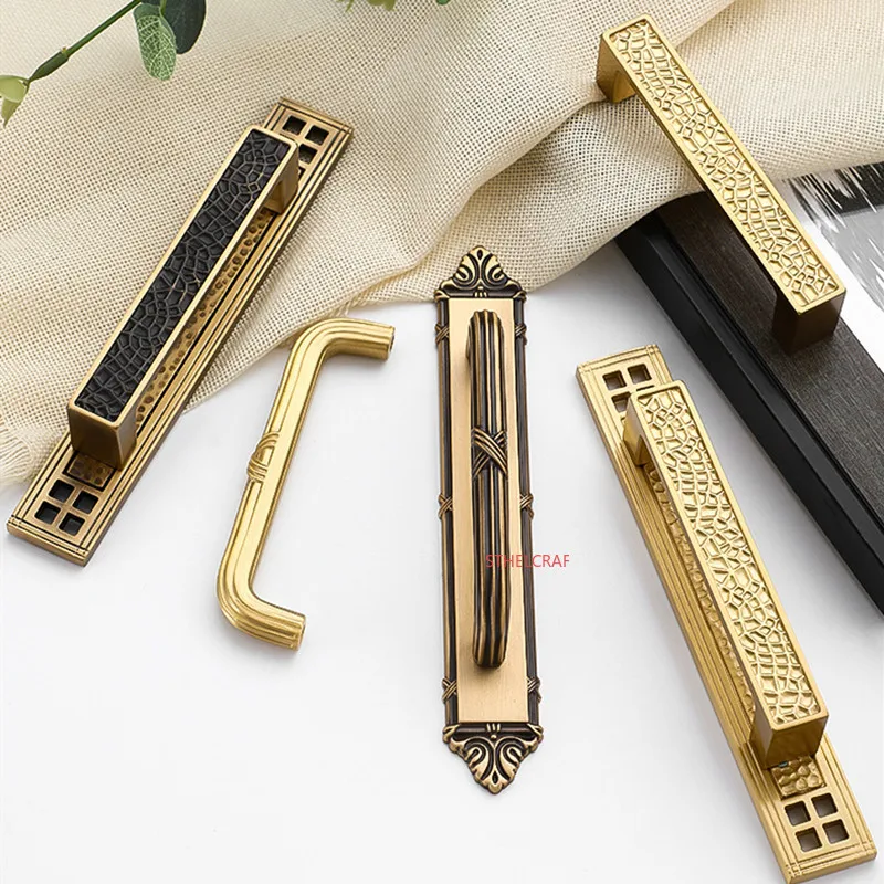 2pcs French Retro Kitchen Cabinet Handles High-quality Brass Drawer Knobs Light Luxury Furniture Hardware Copper Handles