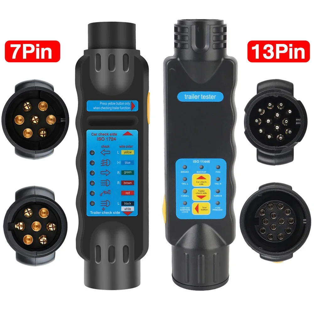 Teste universal da luz do circuito da fiação do reboque, soquete de tomada, 7 Pin, 13 Pin, 12V, carro, caminhão, rv, acessórios da caravana, ferramentas diagnósticas