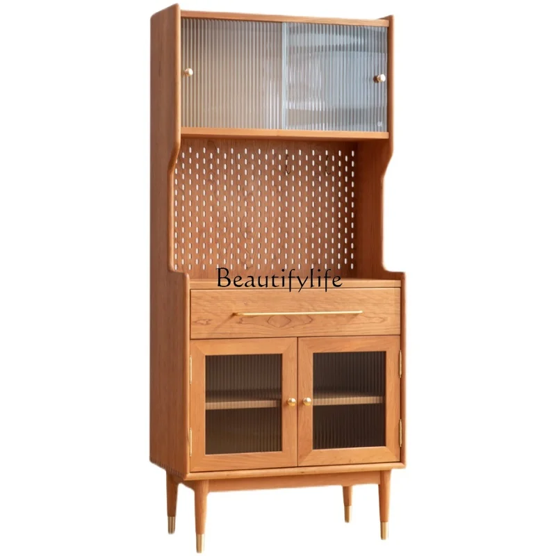 

Japanese-style simple solid wood integrated wall Nordic wine cabinet multi-functional display cabinet