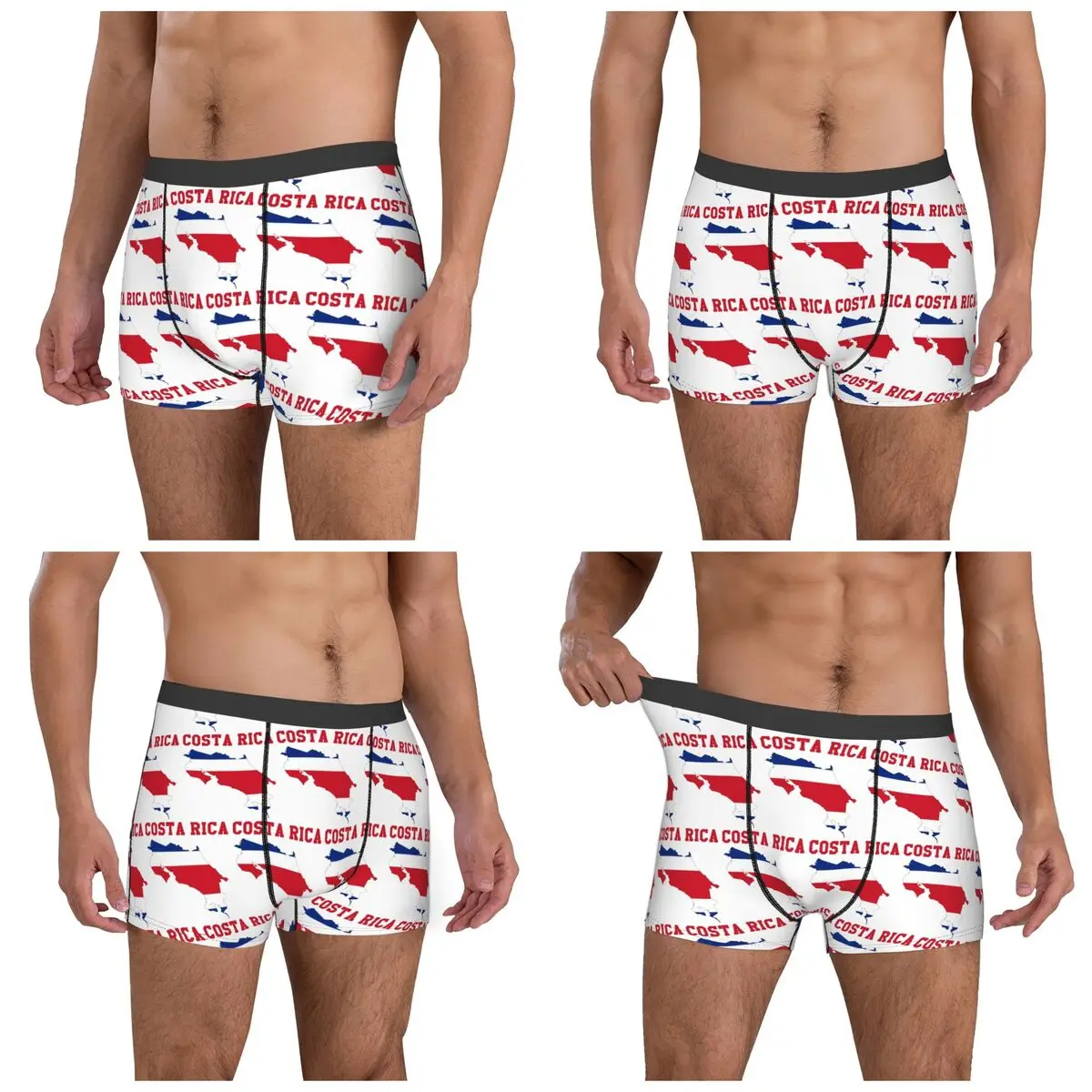 Calzoncillos tipo bóxer con estampado de la bandera de Costa Rica, ropa interior transpirable para hombre, ideal como regalo para él o para tu pareja.