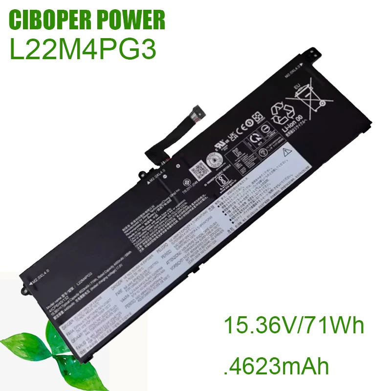Laptop Battery L22L4PG3 L22B4PG3 L22C4PG3 L22D4PG3 L22M4PG3 15.36V/71Wh/4623mAh For Thinkbook16 g5 Series 5B11K39344 5B11N4541