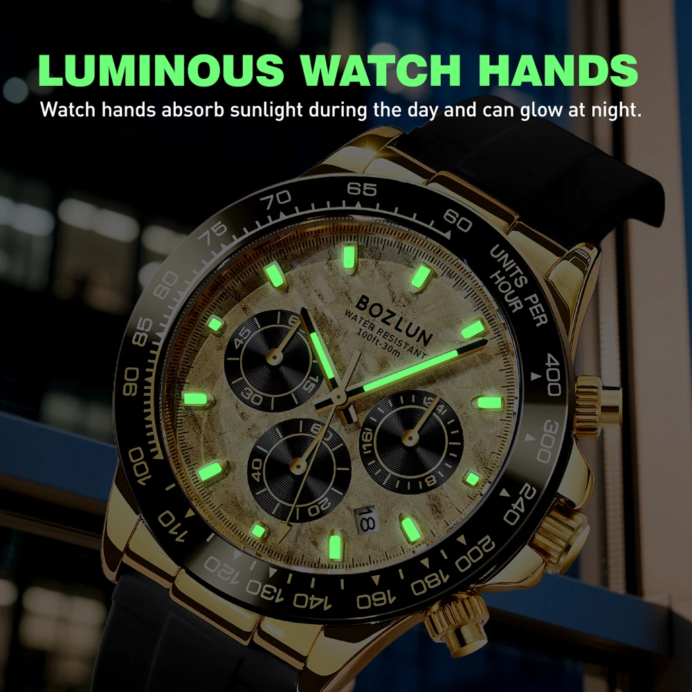 BOZLUN โครโนกราฟควอตซ์นาฬิกาสำ - Luxury Watch List บทวิจารณ์และราคา