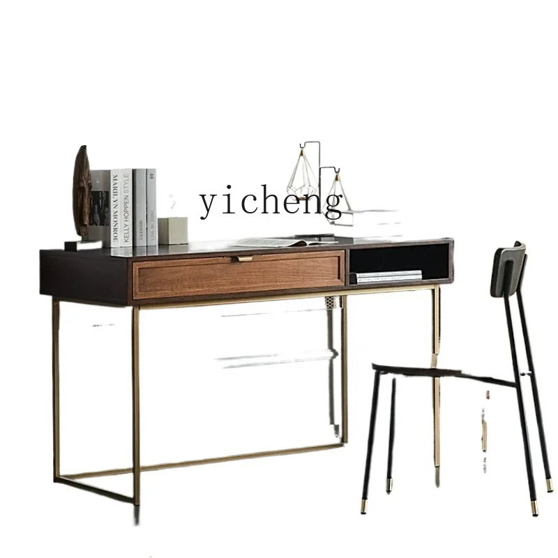 

ZZ ZK Light Luxury Desk Solid Wood Desk Simple Home Study Computer Desk Metal