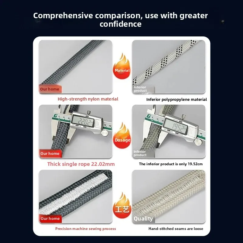 High-strength nylon trailer rope, thickened steel hook, anti-thrust, special rescue rope for off-road vehicles, large trucks