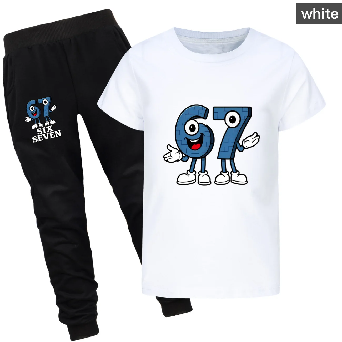 Steal a Brainrot 67 T-shirt and Pants Set for Children at No.67 Middle School