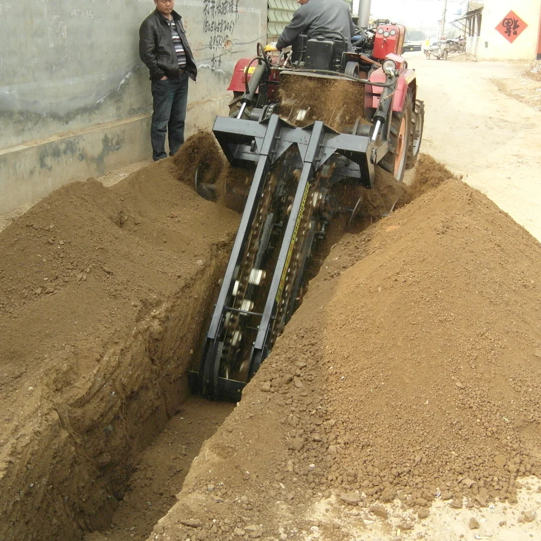 Heavy Duty Chain Trencher Tractor Rear Mounted Ditcher for Optical Cable, Water  Gas Pipeline Trench Digging