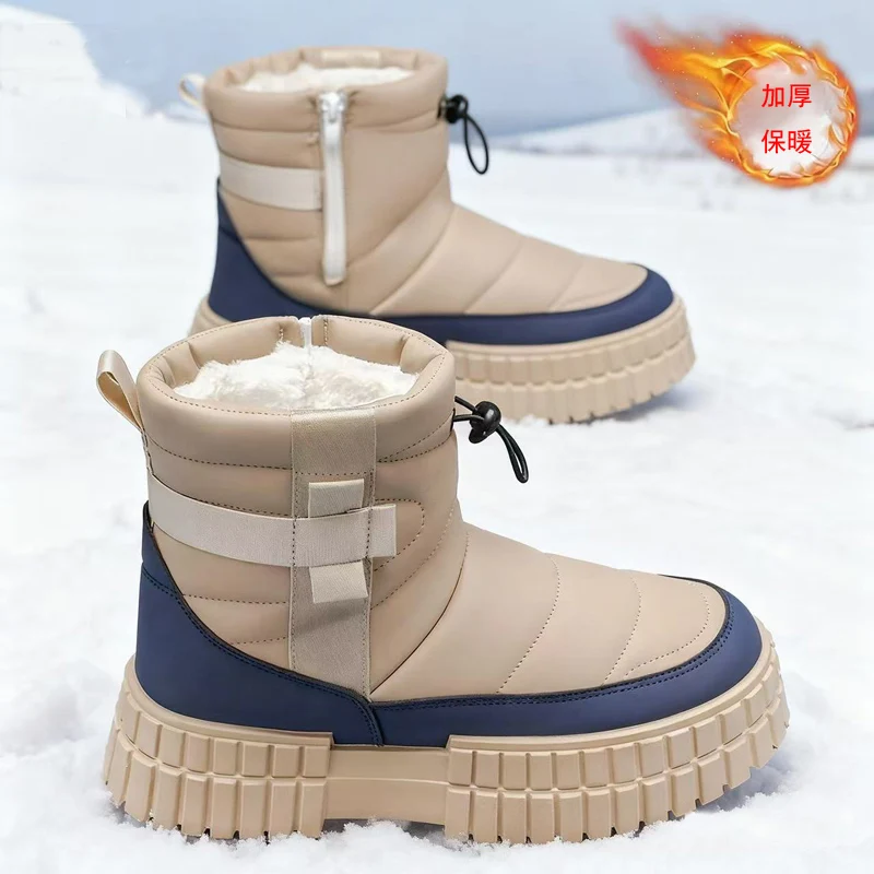 

Новые осенние и зимние высокие и плюшевые туфли из плотного хлопка для мужчин, повседневные, нескользящие, на толстой подошве, морозостойкие, теплый хлопок.