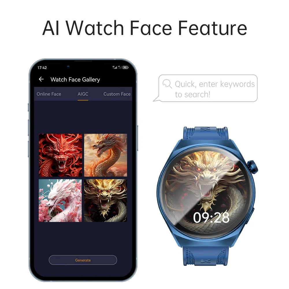 KUMI GW6 1.43" AMOLED screen Bluetooth call IP68 Waterproof NFC 100+ Sport Heart Rate Blood Pressure Oxygen Monitor smart watch