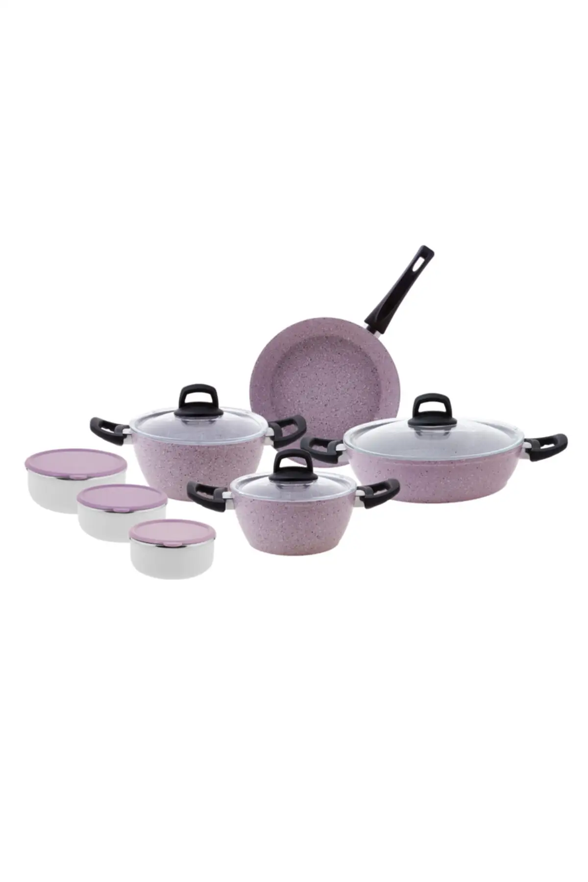 DOLBOVI One And All lilac 13 pieces granite Cookware And enamel storage container Set Cookware Set