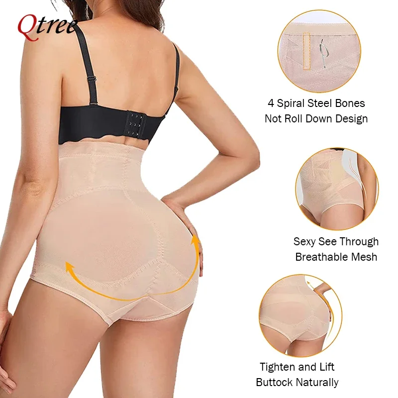 Qtree عبر ضغط Abs تشكيل السراويل بعد الولادة البطن الملابس البطن الثنية عالية الخصر التحكم بعقب رافع للنساء ضئيلة