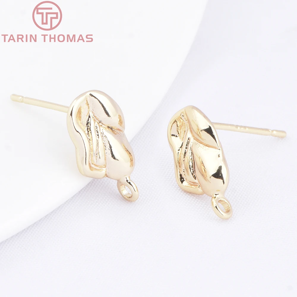 (10413) 6CPS 7.5x13 مللي متر 24K الذهب اللون النحاس غير النظامية ورقة شكل وأقراط عالية الجودة DIY بها بنفسك صنع المجوهرات النتائج #4