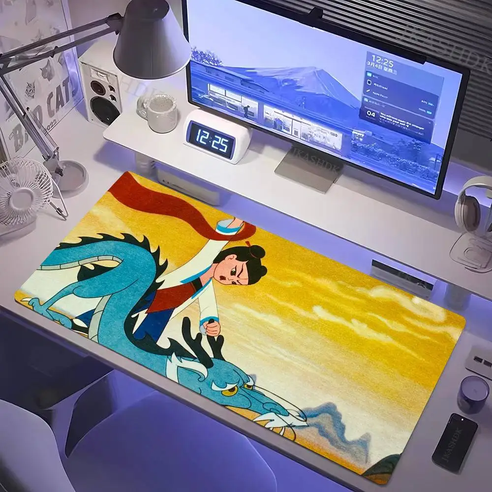 Nezha Conquers The Dragon King Mousepad Non-slip Suitable For Office Computers Laptops E-sports Game Desk Mats XXL Keyboard