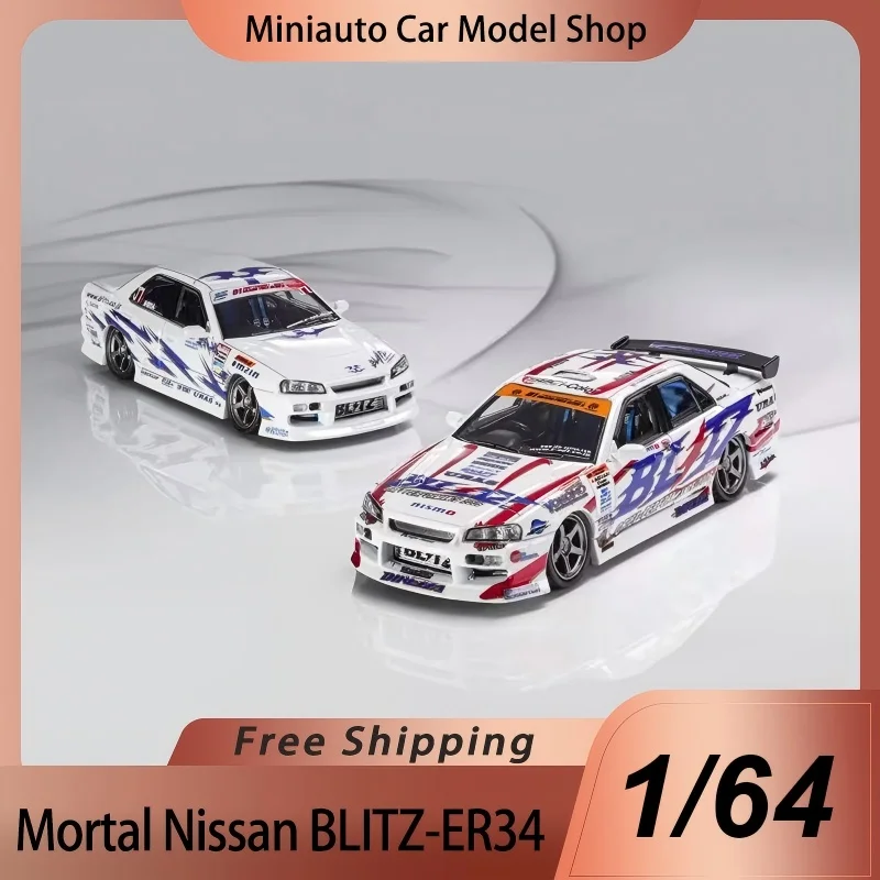 New In Stock Mortal 1:64 Nissan Gtr D1gp Blitz Er34 Alloy