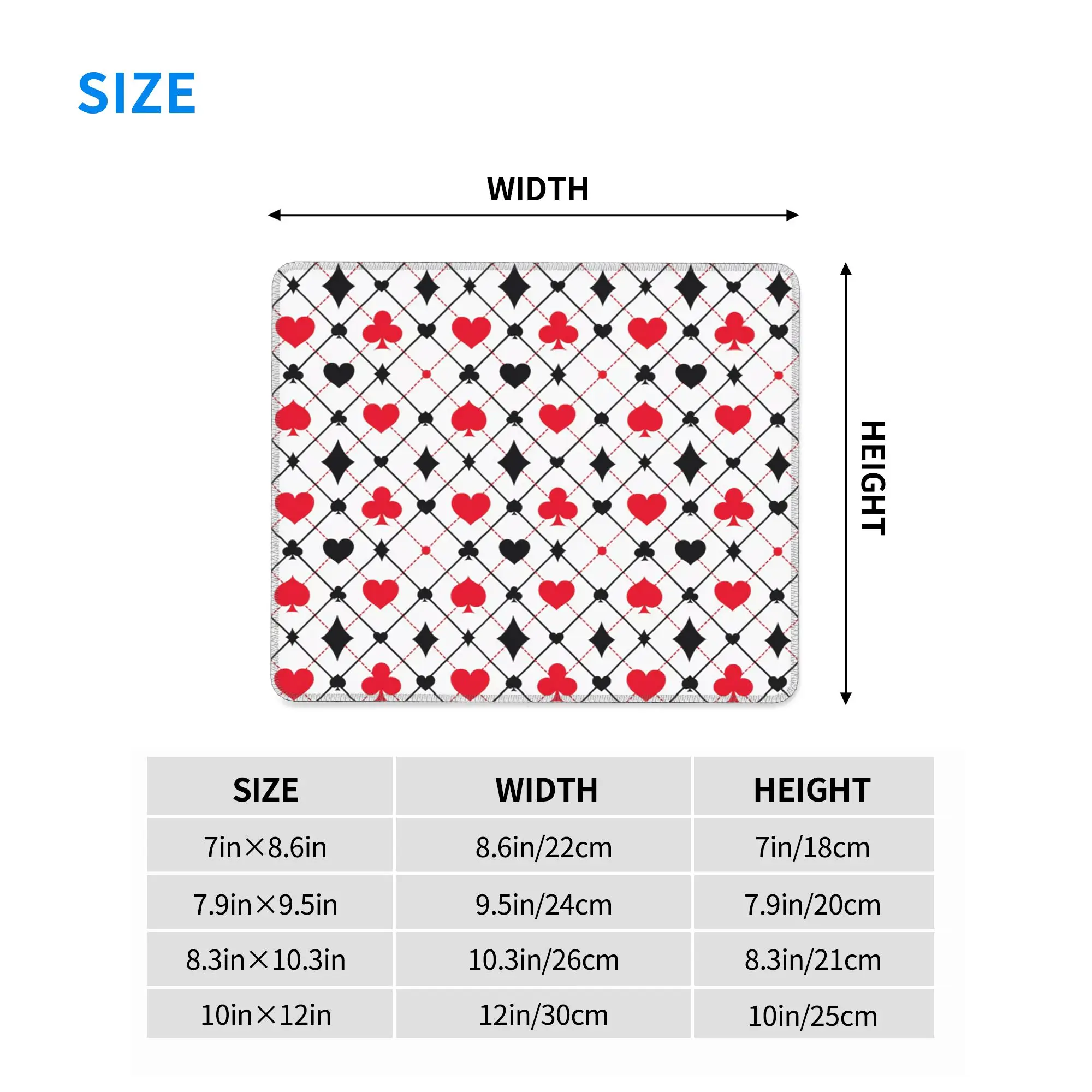 Playing Cards Poker Print Mouse Pad Computer Keyboard Mouse Mat Gaming PC Laptop Desk Mat Office Accessories Table Mats