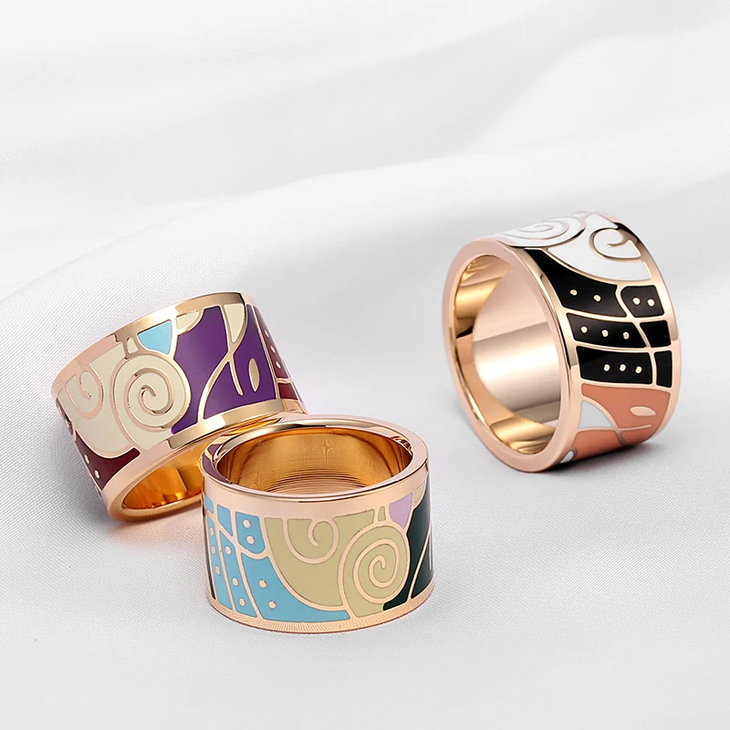 RX Recommend Hot Style Boho Classic Stainless Steel Wholesale Jewelry Enamel Ring For Women Party Popular Gift
