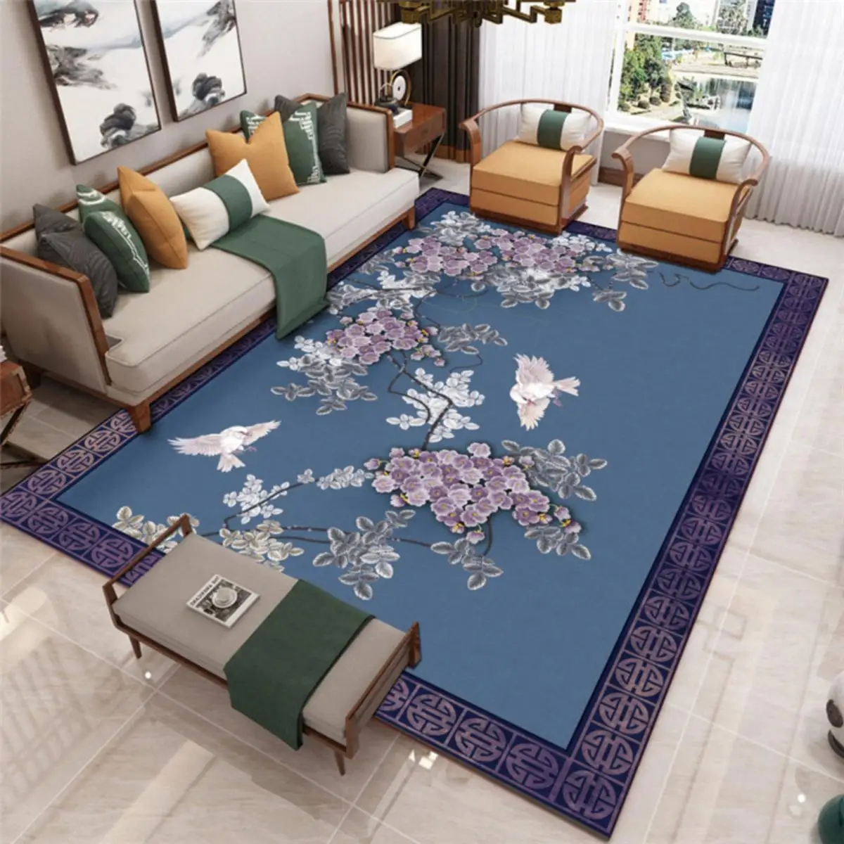 Chinese Style Living Room Coffee Table Carpet Classical Ancient Style Tea room Study Room Rugs Living Room Bedroom Floor Mats