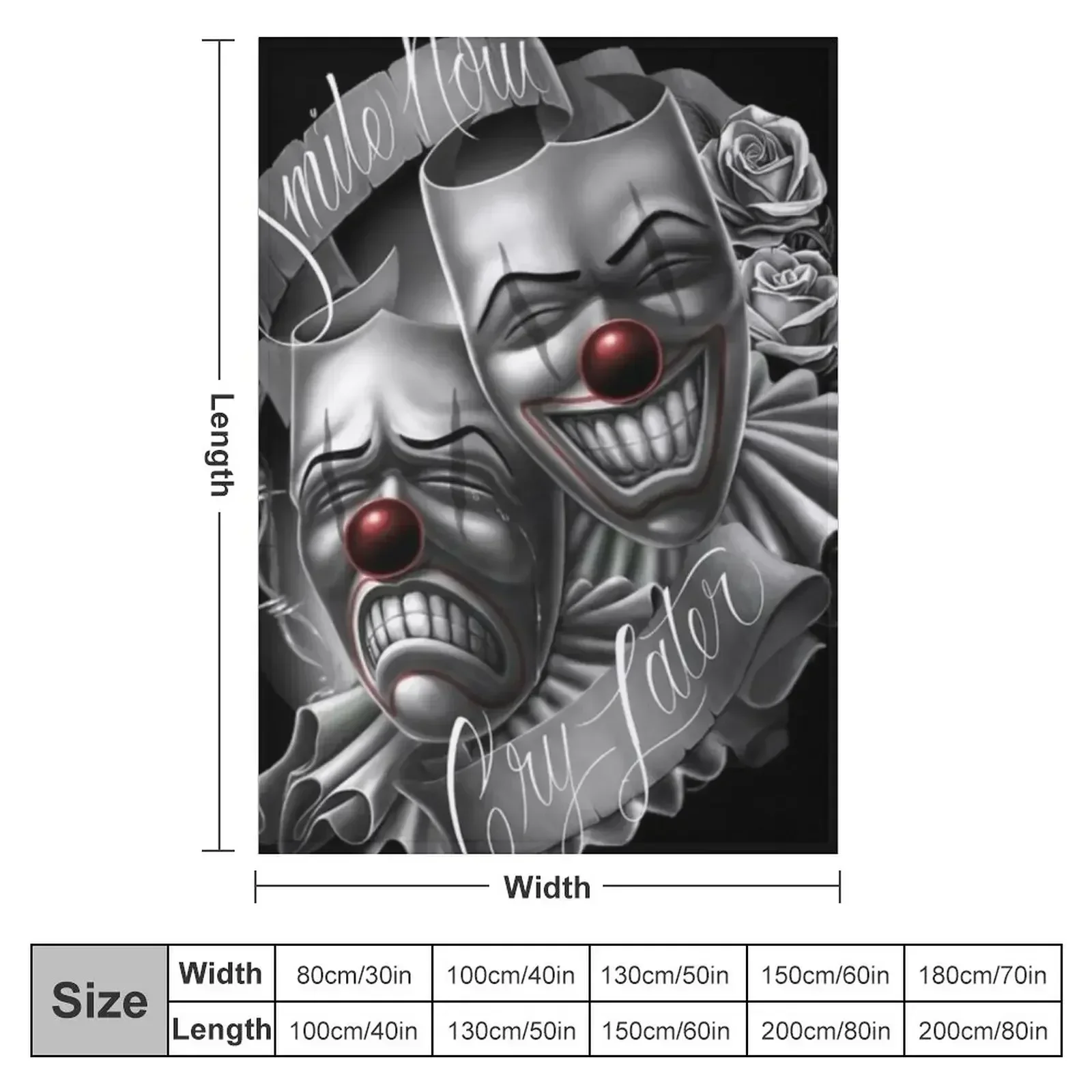 Smile now cry later clown faces Throw Blanket Decorative Beds Kid'S bed plaid funny gift Thermal Decorative Throw Blankets view 2