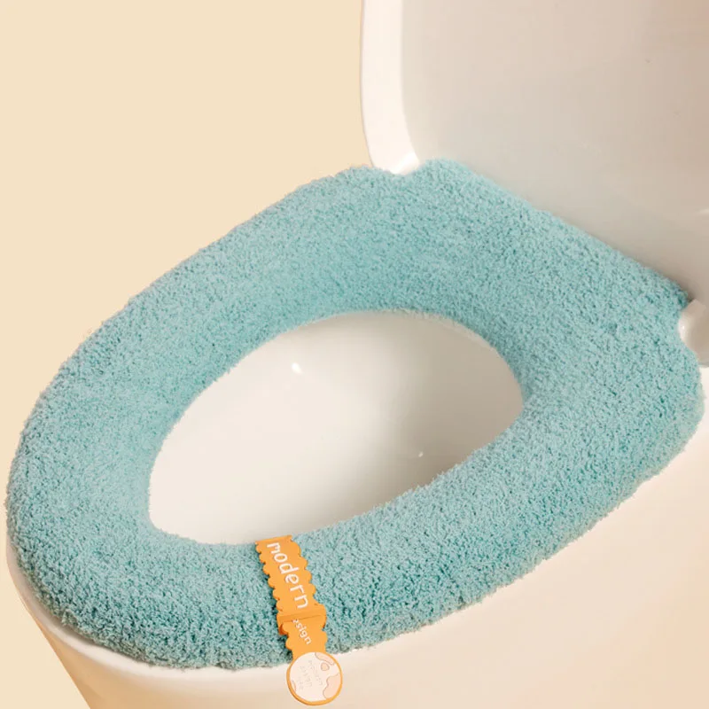 Universal Toilet Seat Cushion Thick Plush O-shaped Toilet Seat Toilet Cover With Handle Nordic Bathroom Accessories