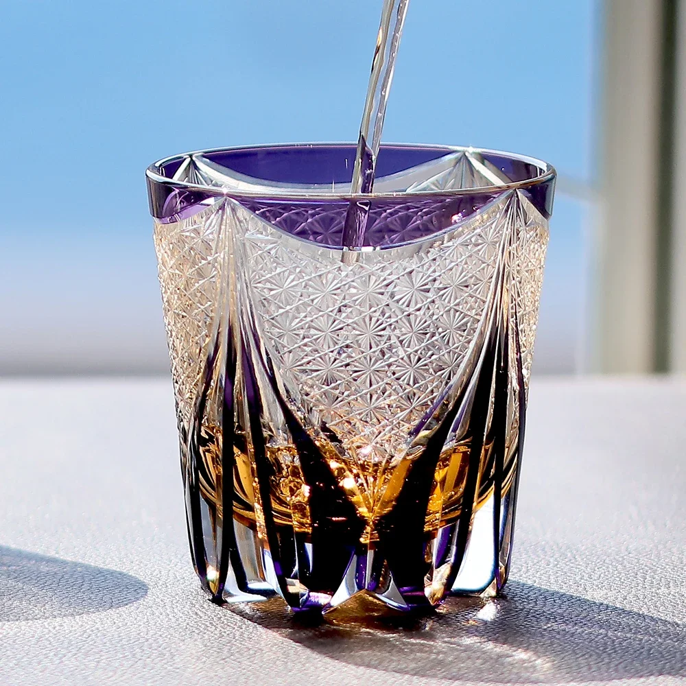 Premium Edo Kiriko Glass - Handmade Japanese Cut Glass Cup Whisky Bourbon Glass with Gift Box