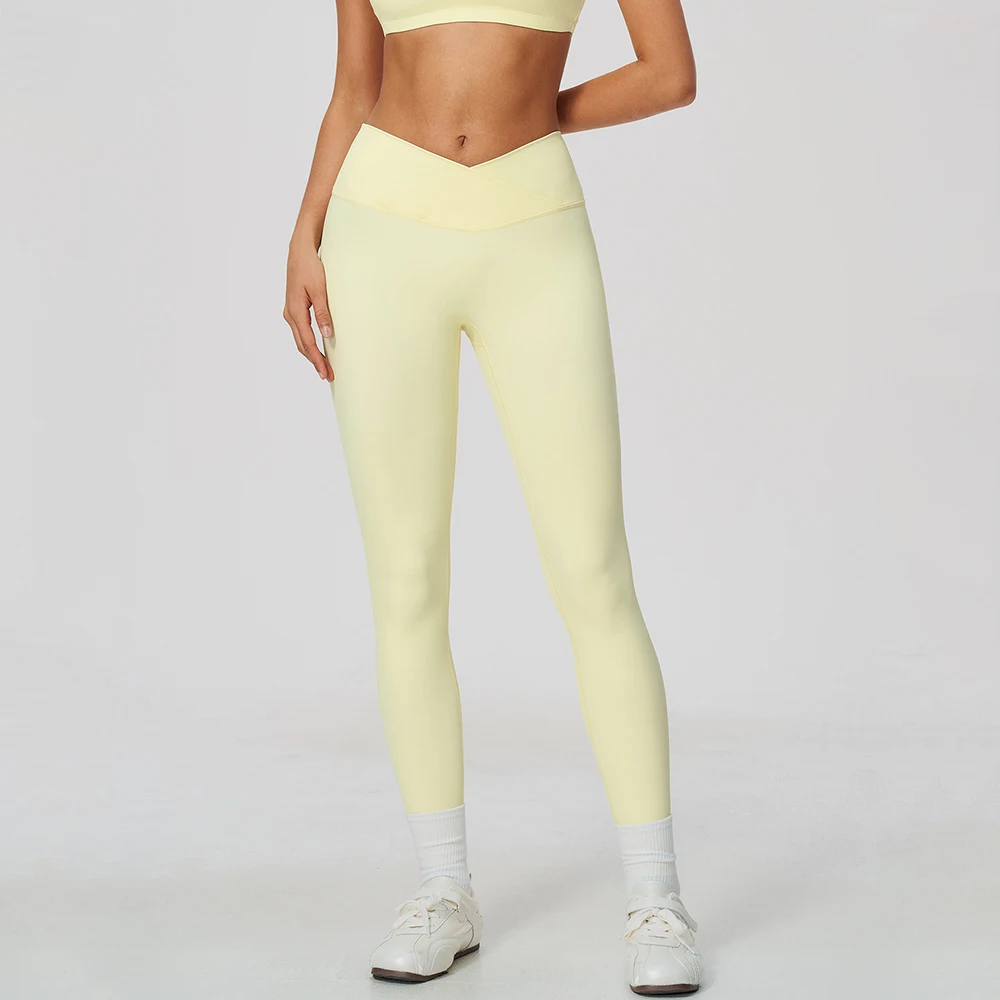 High Waist Yoga Leggings Women's Breathable Cross Waist Fitness Sports Tights Female Running Cycling Gym Workout Leggings