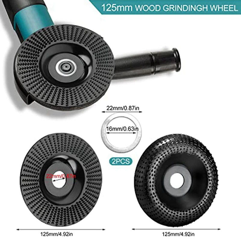 2 Pack Wood Grinding Wheel For Angle Grinder 125Mm Wooden Carvings Wood Milling Cutter Of The Milling Disk