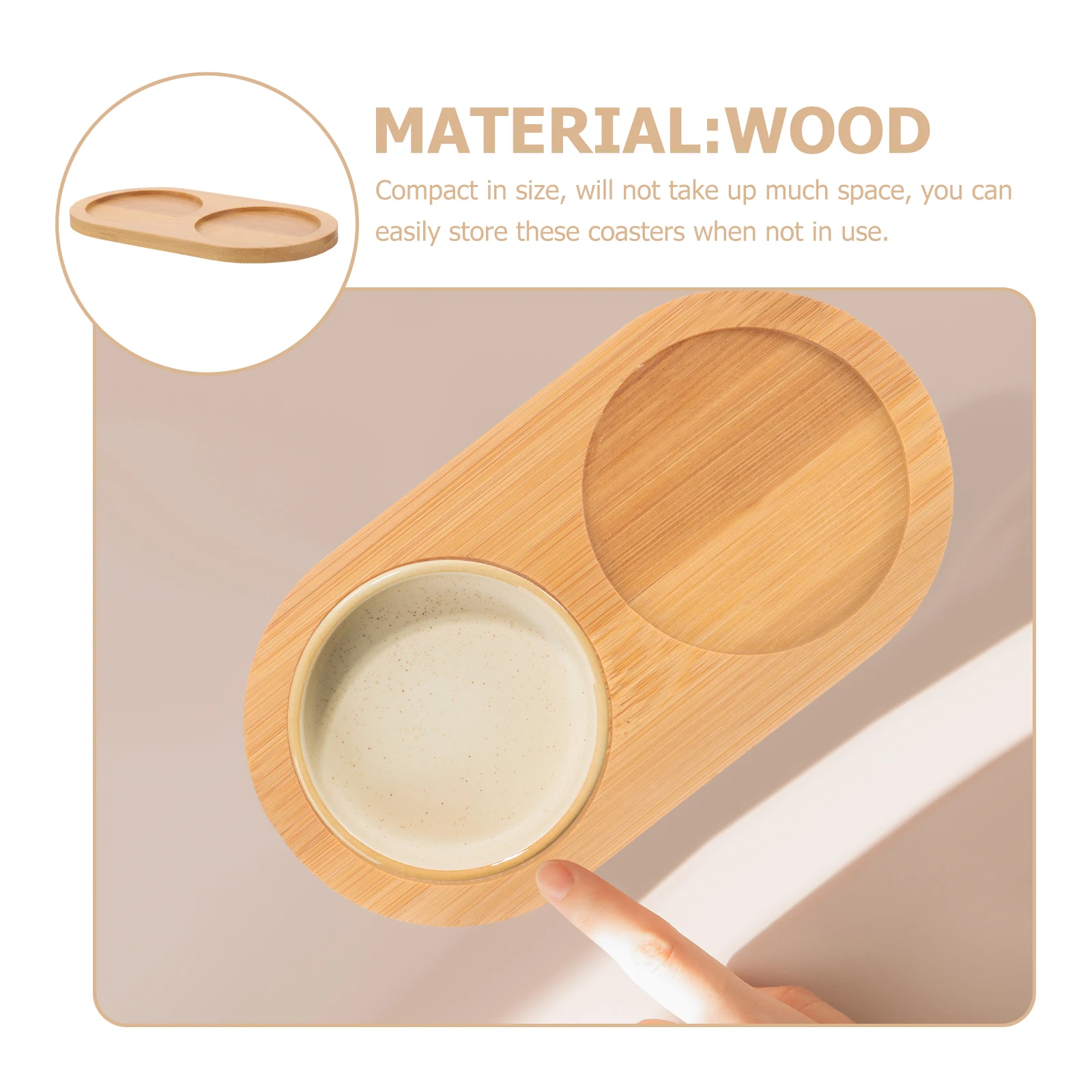 

Bamboo Coasters for Drinks Cups Insulation Pads 2 Hole Heat Protection Home Office Cafe Decor Hot Cold