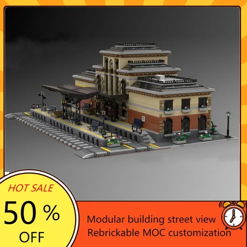 8571 pièces MOC Hot City ensemble de Station de chemin de fer allemand-bricolage technologie d'assemblage créative modèle Puzzle de noël jouet d'anniversaire cadeau
