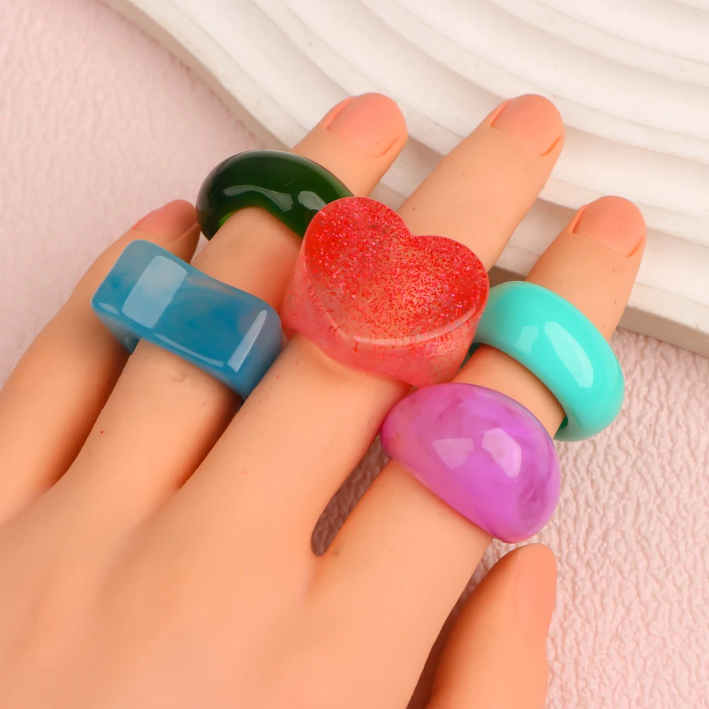 10/20/30 قطعة/الوحدة موضة لطيف سحر الحلو مضحك الحب متعدد الألوان هندسية خواتم للنساء أصابع مجوهرات هدايا الحفلات اكسسوارات