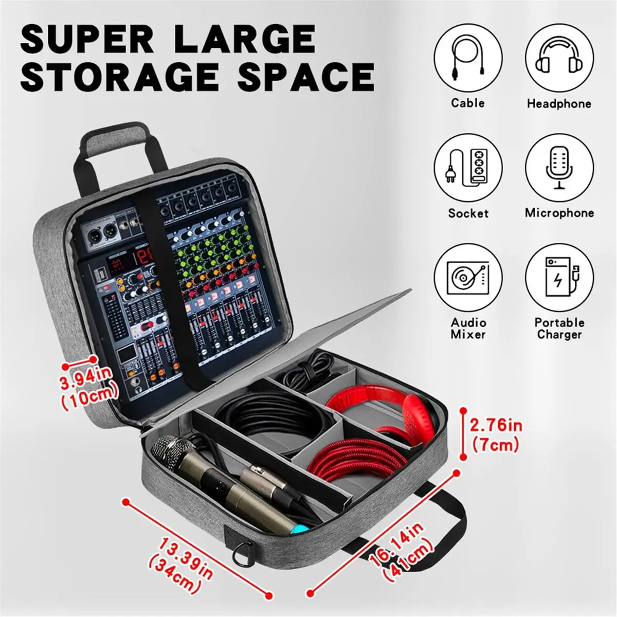 A26Z Audio Mixer Bag Large Recording Equipment Bag DJ Mixer Protective Bag Audio DJ Mixer Case